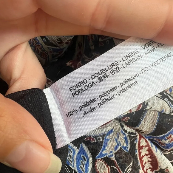 ZARA Paisley Ruched Long Sleeve Mini Dress Size M - Picture 9 of 9